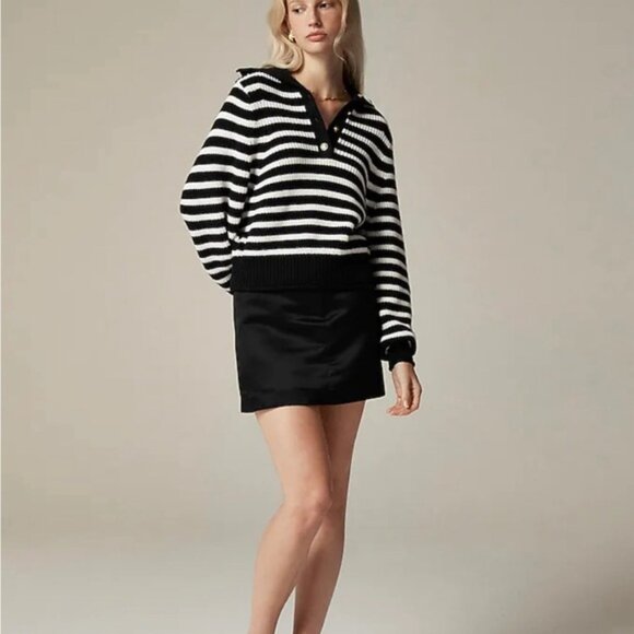 NWT J.Crew Ribbed Cotton Button-collar Sweater in Stripe - Picture 6 of 7